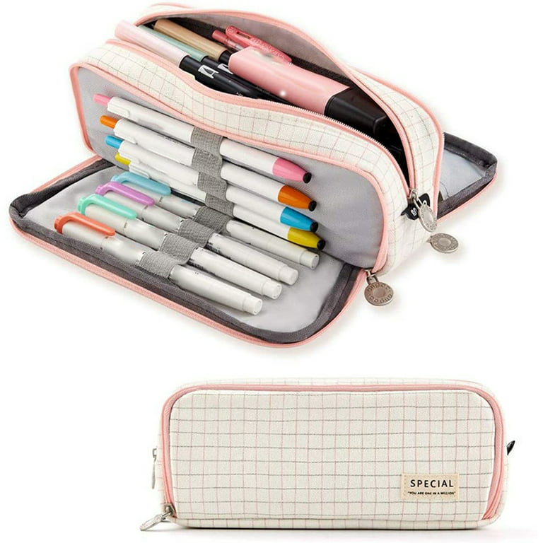School Pencil Case For Girls & Boys, Large 3 Compartment Pencil
