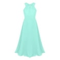 thumbnail image 5 of Raenseen Big Girls Floral Lace Party Wedding Prom Long Chiffon Dress Bridesmaid Dance Ball Maxi Gown Mint Green 10, 5 of 8