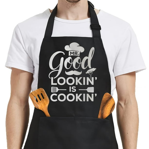 Delantal SANDJEST Divertido para BBQ con Bolsillos para Hombre
