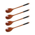 thumbnail image 2 of 4 Pcs Wooden Spoons Long Handle Stirring Spoons Portable Eating Mixing Soup Spoons Eco Friendly Table Spoons Home Kitchen Utensils (Paint Color with Black String), 2 of 8