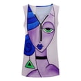 thumbnail image 4 of Usmixi Womens Tank Tops Fashion Half Zipper Loose Fit Breathable Comfy Going out Vest Shirts Summer Trendy Character Graphics Print V-Neck Sleeveless Shirts Blouse Purple l, 4 of 5