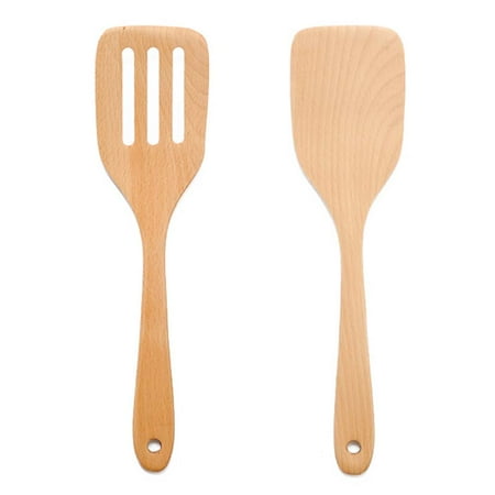 

HOMEMAXS 2 Pcs Kitchen Wooden Spatula Natural Non-stick Beechwood Turner Practical Kitchen Flat Shovel (31x7.5cm)