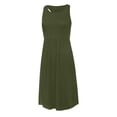 thumbnail image 5 of JIAYUE Women's Dress Above Knee Solid Color Sleeveless Round Neck Pocket Short Elegant Casual Stylish Female Dresses, 5 of 7