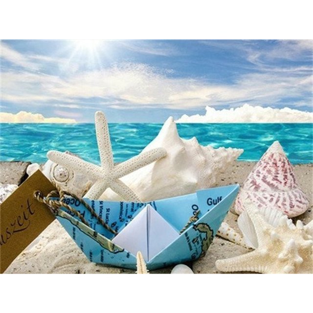 Wdftyju 5D DIY Diamond Painting Kits Starfish Paper Boat Full Square Drill Wall Decor Wdftyju 6zl9gb3yr7un9yl8