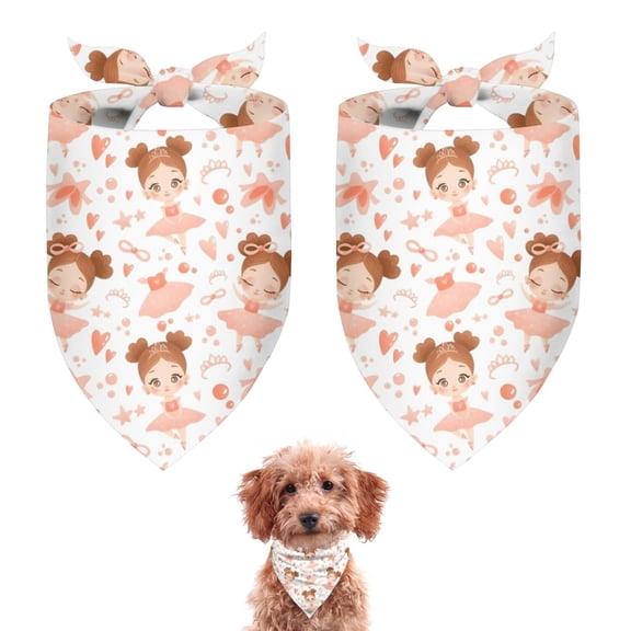 Dog Bandana 2 Pack,Ballet Princess Pattern Bandanas for Dogs,Cat Bandana,Small/ Large Dog Bandana 2 Size,Dog Bandanas
