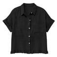 thumbnail image 2 of Bosfbaoi Shirts For Women Linen Cotton Button Down Womens Shirts Ruffle Hem Turn-Down Collar Womens Tops Loose Fit Casual Summer Tops For Women, 2 of 5