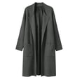 thumbnail image 5 of cocolona Trench Coat for Women Open Front Long Sleeve Solid Color Long Jacket Notch Lapel Lined Fall Winter Wool Coat with Pockets, 5 of 7