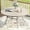 Cream, variant on Vicllax Outdoor Patio Dining Table, 41" Round Outdoor Metal Table with Umbrella Hole, Black