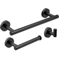 thumbnail image 1 of Accesorios de baño negros mate, portarrollos de baño/toallero/gancho montado en la pared, 3 piezas, 1 of 5