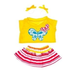 Butterfly Outfit with Yellow Bows for 14-18 Inch Plush Dolls, Dress Up Doll Clothes Set