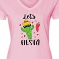 thumbnail image 4 of Inktastic Cinco De Mayo Let's Fiesta Cute Cactus with Sombrero Women's V-Neck T-Shirt, 4 of 5