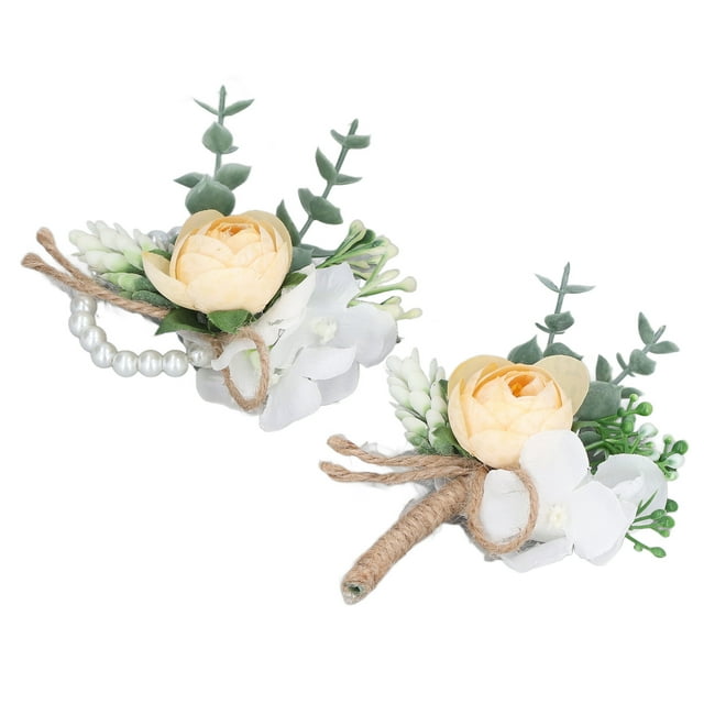 Ramillete, Flor De Muñeca Flor De Seda Fácil De Usar Reutilizable Para Fiestas De Baile Para Bodas Cergrey White Corsage