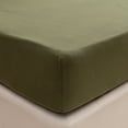 thumbnail image 4 of PURE ERA Jersey Knit Cotton Fitted Bottom Sheet ONLY Deep Pocket Up to 15" to 20" Ultra Soft Comfy Breathable Olive Green Queen, 4 of 8