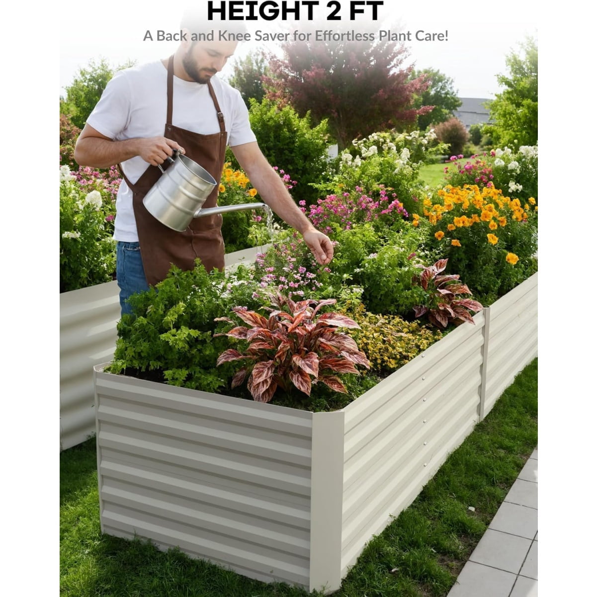 Galvanized Raised Garden Bed,Deep Root Planter Box for Vegetables,Flowers,Herbs-Large Metal Raised Garden Bed Kit Outdoor