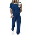 thumbnail image 2 of ZyeKqe Sweatsuits Women 2 Piece Outfit Short Sleeve Top Drawstring High Waisted Jogger Pants Matching Tracksuit Sets, 2 of 8