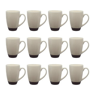 Smilatte 16 oz Porcelain Coffee Mugs, Classic Blank Ceramic Cup with Large Handle for Tea Latte Cappuccino, Set of 4, White