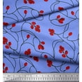 thumbnail image 2 of Soimoi Blue Rayon Fabric Red Berries Fruits Print Fabric by Yard 42 Inch Wide, 2 of 5