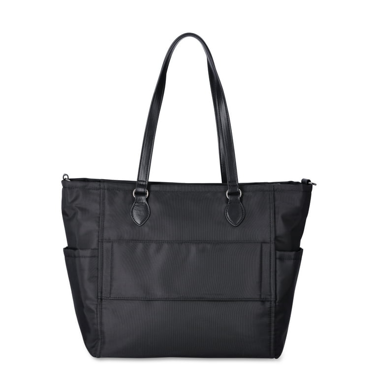 Time and Tru Women s Frankie Nylon Tote Bag Black Walmart