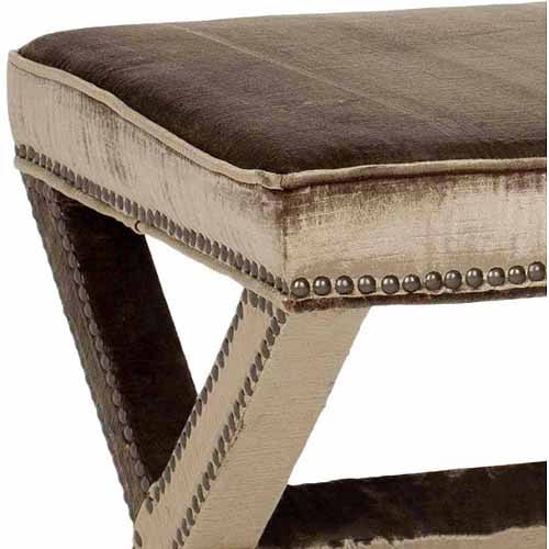 SAFAVIEH Melanie Cross-Leg Upholstered Extended Bench, Antique Sage