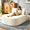 Beige, variant on BSHTI 67.5" Corduroy Oversized Sleeper Sofa, 46" Wide Seat Chaise Lounge with 2 Soft Pillows, Convertible Boneless Sofa Bed for Living Room, Deep Seat, Green, No Assembly Required