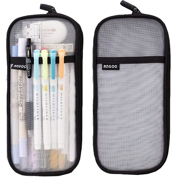 Bolsa para lápices de malla de rejilla Meskcv organizador de papelería SIMPLE transparente blanco