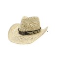 thumbnail image 3 of sususu Cowboy Hat for Women Straw Wide with Shapeable Brim Packable Sun Cap Summer Foldable Breathable Travel Cowgirl Hat Beige, 3 of 4
