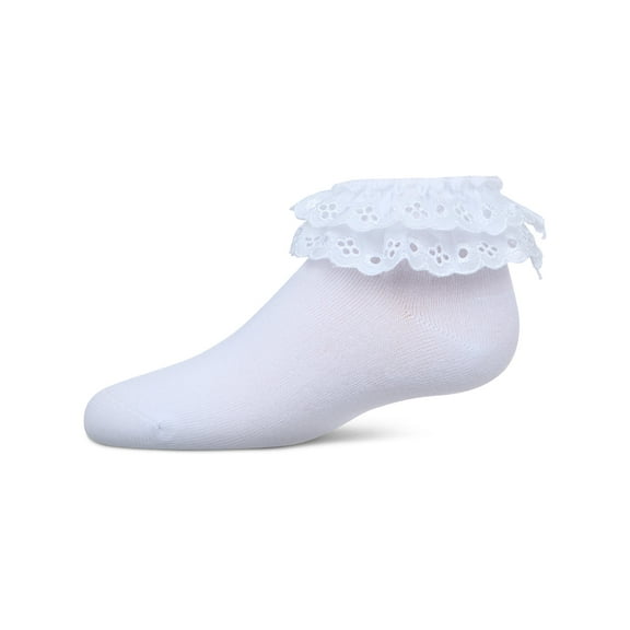 MeMoi Dual Layer Eyelet Lace Anklet Sock - Girls - Female, 2, White