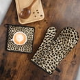 thumbnail image 5 of Brown and Black Leopard Print Kitchen Oven Mitt and Pot Holder Sets 2 Pcs for Baking, Cooking and Grilling, Heat Resistant Up To 392 °F, 5 of 7