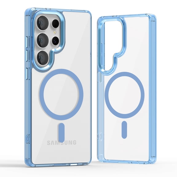 For Samsung Galaxy S24 Ultra Case Compatible with MagSafe, Magnetic Transparent Clear Matte Back Slim Phone Cover, Shockproof Military Grade Protection Anti-Scratch & Anti-Fingerprint,Blue