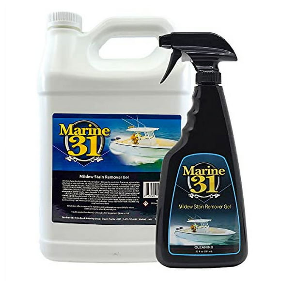 Marine 31 Mildew Stain Remover Gel Cleaner Combo - Marine & Boat, Home & Patio, Bathroom & Shower Cleaner, 20oz. Spray Bottle & 128oz. Gallon Bundle