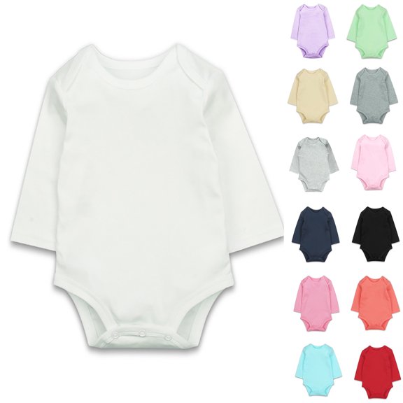 RTKFRFLM Solid Color Romper Soft Double-Sided Cotton Long Sleeve Bodysuit Black 18-24 Months