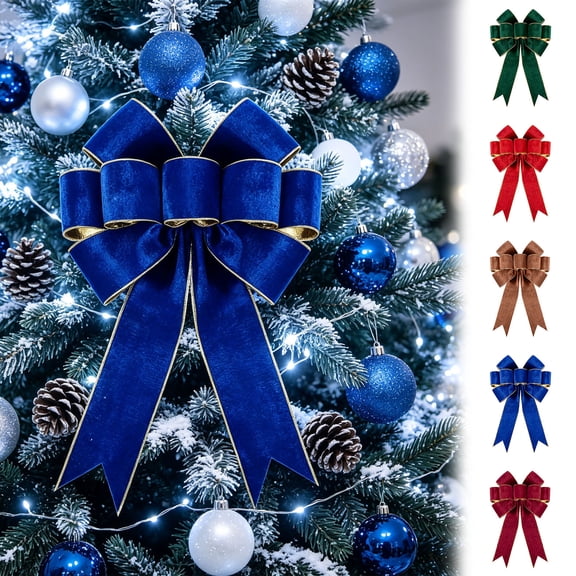 Vintage Wreath Bow 11.8x13.8 Inch Sliver Edged Velvet Tree Ornament for Xmas Winter Home Outdoor Indoor Party Large Christmas Wreath Bows
