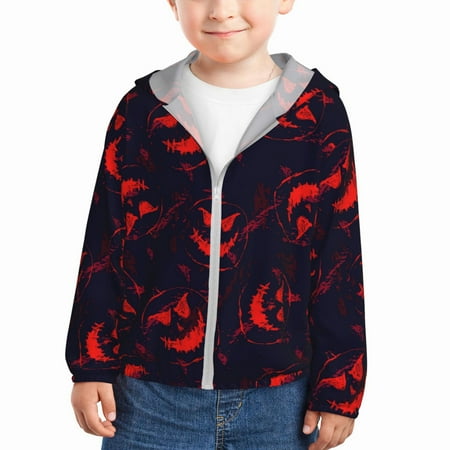 

Sun Hoodie for Kids halloween pumpkins cool Long Sleeve Swim Fishing Shirts Sun Protection Zip Up Jacket Clothing Athletic Hoodie