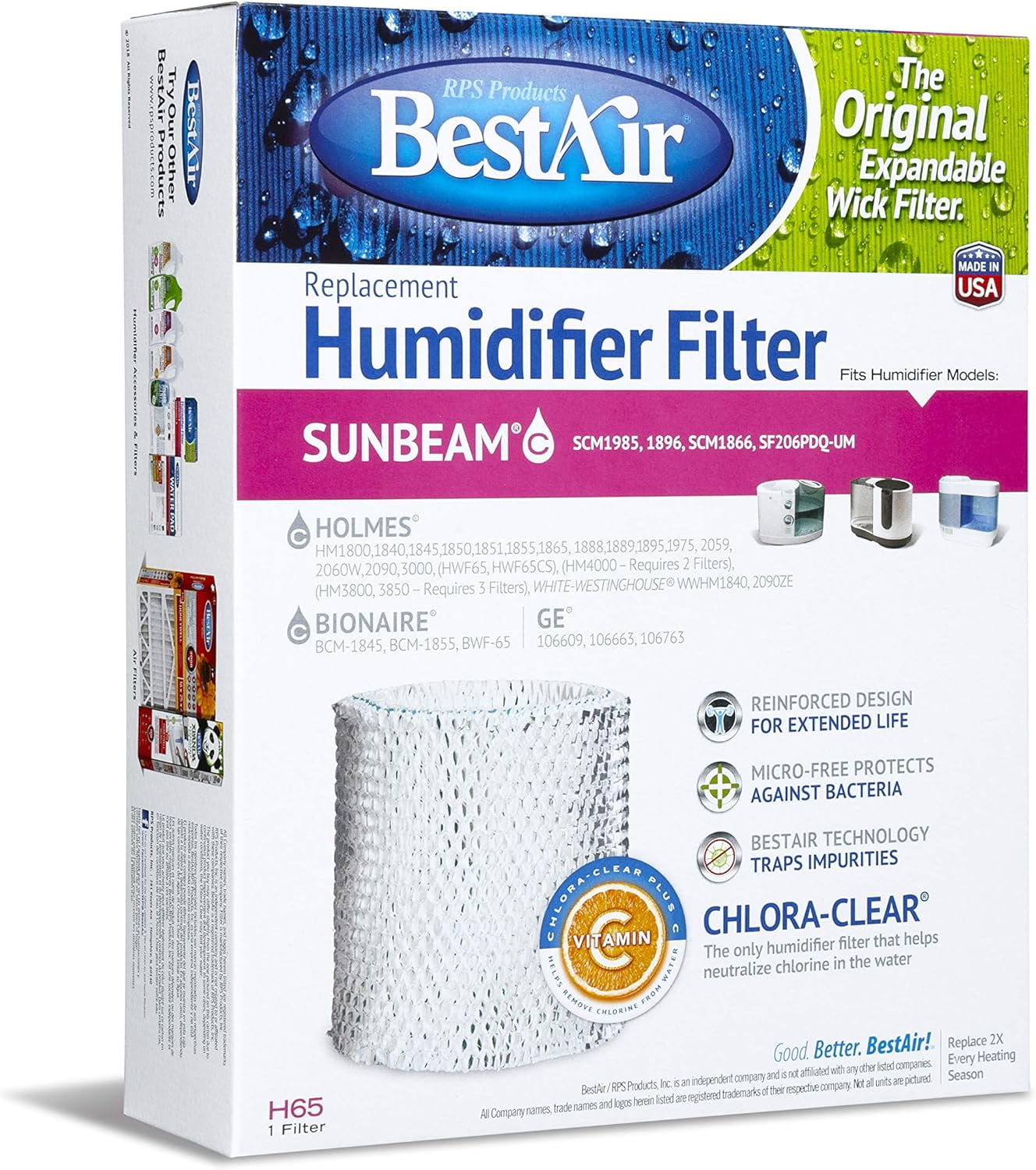 Best Air H65-PDQ-4 Replacement Humidifier Wick Filter