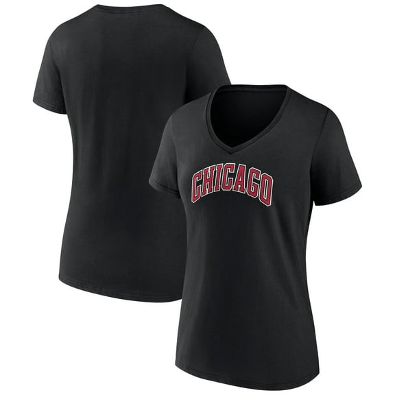 Women's Black Chicago Bulls Alternate Logo V-Neck T-Shirt