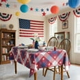 thumbnail image 3 of 4th of July Tablecloth, Patriotic Tablecloth Rectangle 59x59 inch, Red and Blue Stars Indoor or Outdoor American Flag Independence Day Kitchen Table Decorations for Dinner, 3 of 6