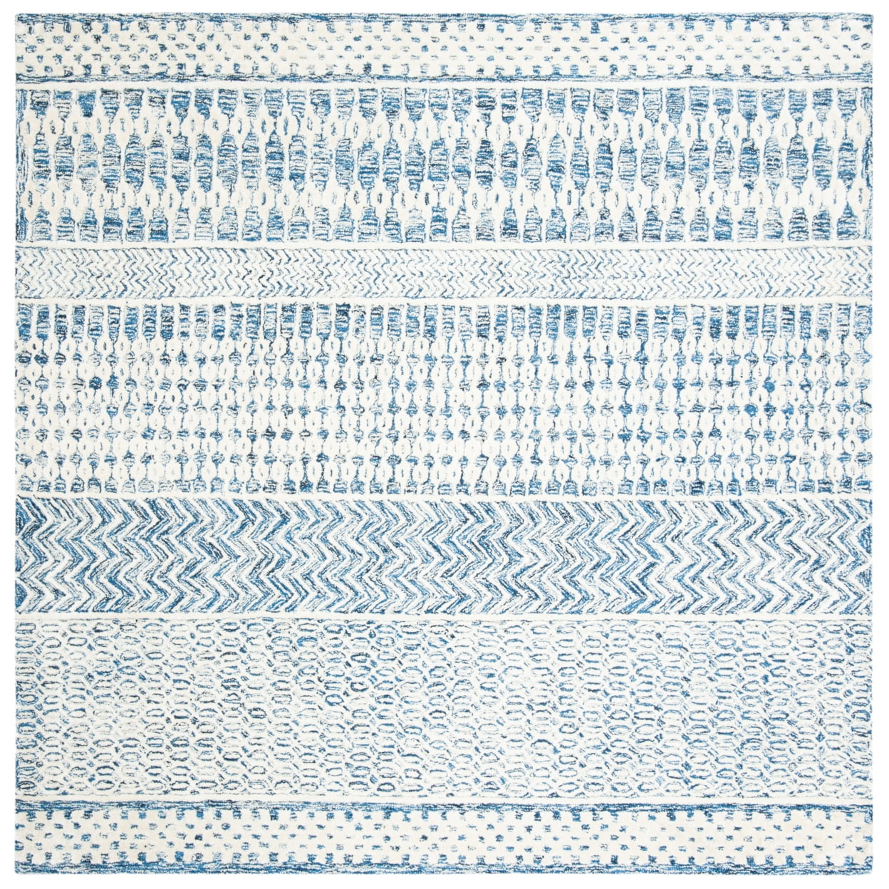 SAFAVIEH Glamour Andreas Geometric Area Rug, Navy/Ivory, 6' x 6' Round