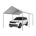 thumbnail image 2 of Dateyes 10x15 FT Carport, Heavy Duty Carport Canopy with Adjustable Height, Outdoor Carport Shelter with Reinforced Frame, Portable Garage for Cars, Boats and Trucks, White, 2 of 9