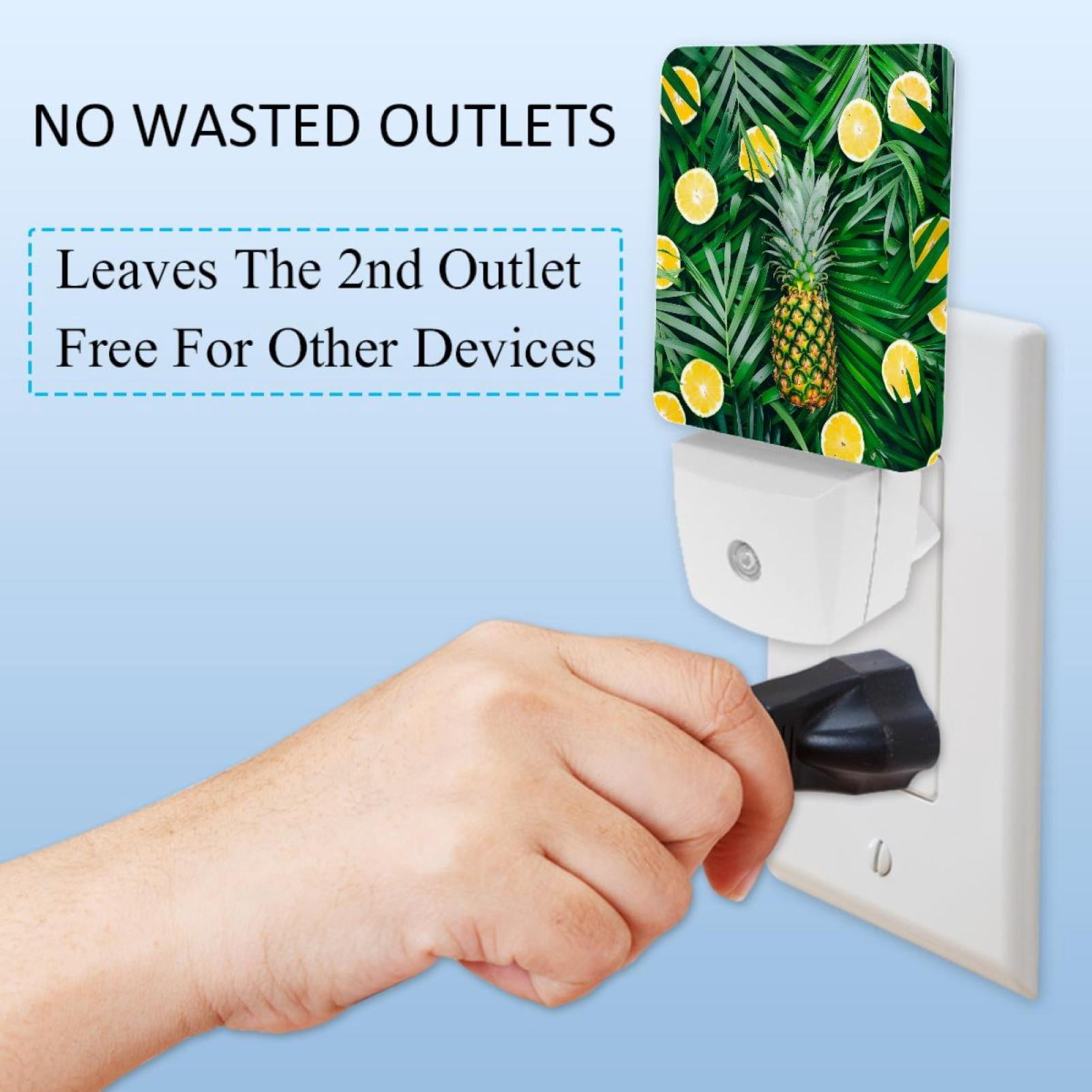 PhooArto Palm Leaves Pineapple Pattern Plug in LED Night Light Auto Sensor Dusk to Dawn Decorative Night for Bedroom, Bathroom, Kitchen, Hallway, Stairs, Baby's Room, Energy Saving