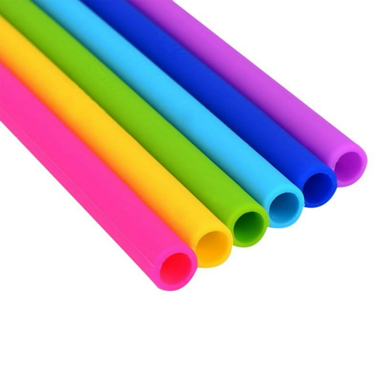 6Pcs Reusable Silicone Drinking Straws Flexible Straws with Cleaning Brush  Decor