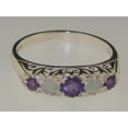 thumbnail image 6 of LBG British Made 9ct White Gold Natural Amethyst & Opal Womens Band Ring - 33 size options - Size 5.5, 6 of 8