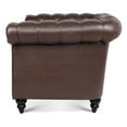 thumbnail image 6 of Accent Chair, Modern PU Leather Button Tufted Upholstered Leisure Armchair with Nailhead Trims & Rolled Arms, Comfy Single Sofa Chair with Solid Wood Legs for Living Room, Bedroom, Dark Brown, 6 of 7