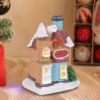 Christmas LED Lighted Village House Figurine Resin Hut Colorful Luminous House Tabletop Ornaments Christmas Party Scene Decoration #A3