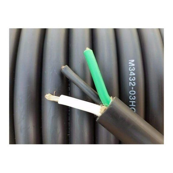 (600V) 12/3 AWG Gauge Copper, SOOW Portable Outdoor Flexible Wire Cable - 25' Foot