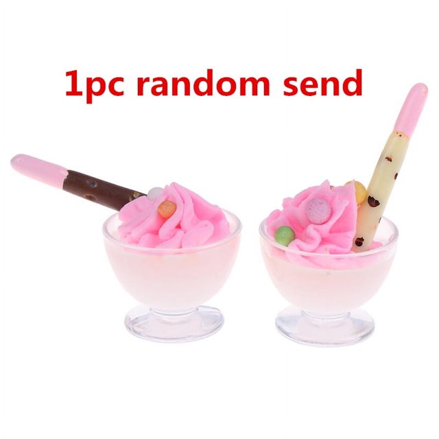 Tazas de helado, cucharas, lindas mini casas de muñecas, juguetes en miniatura, barra, bricolaje, paletas de helado, simulación de comida para muñecas, accesorios