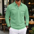 thumbnail image 2 of Hearthz Men's Polo Shirts Soft Breathable Moisture Wicking Long Sleeve Work Shirts for Men Plain Collared Mens Golf Polos with Pocket Green XXXL, 2 of 9