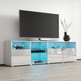 thumbnail image 2 of Roma TV Stand for TVs up to 90", Modern High Gloss 79" Entertainment Center, TV Media Console with Storage Cabinets and LED Lights, 2 of 5
