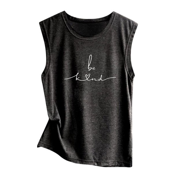 Gibobby Top Cómodo Top Suelto Estampado sin mangas Camisa Mujer Blusa informal para mujer(Negro,CH)