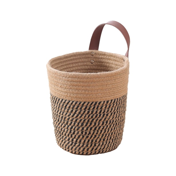 Cesta tejida para cocina, dormitorio, baño, cesta colgante multiusos. Marrón oscuro