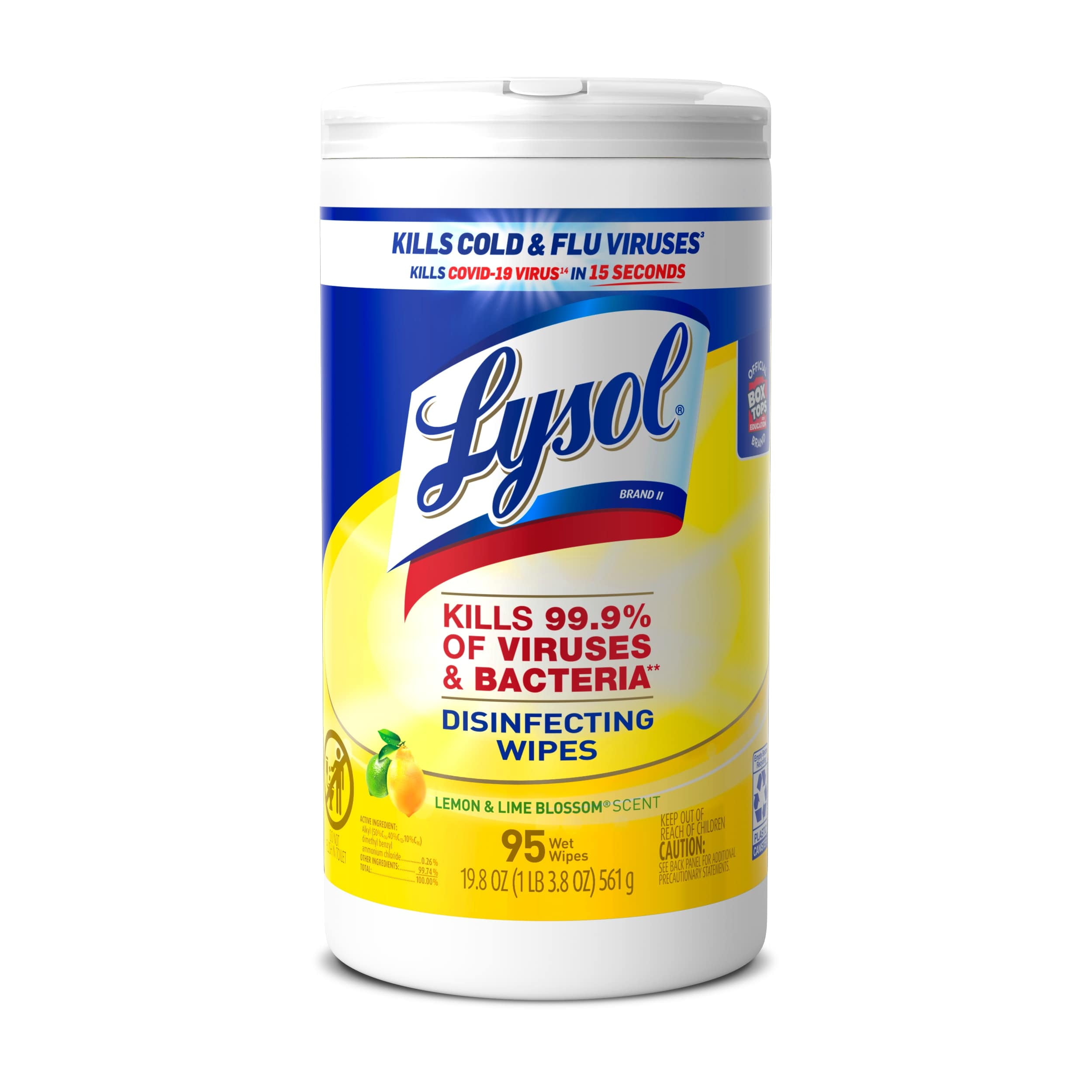 Lysol Disinfectant Wipes Bundle, Multi-Surface Antibacterial Cleaning Wipes, For Disinfecting & Cleaning, contains x2 Lemon & Lime Blossom (95ct) and x2 Crisp Linen (95ct)